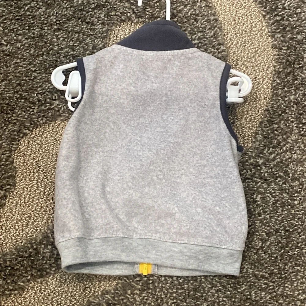 Carters Baby Boy Block Fleece Full Zip Utility Vest Gray Navy Yellow Zipper 18M